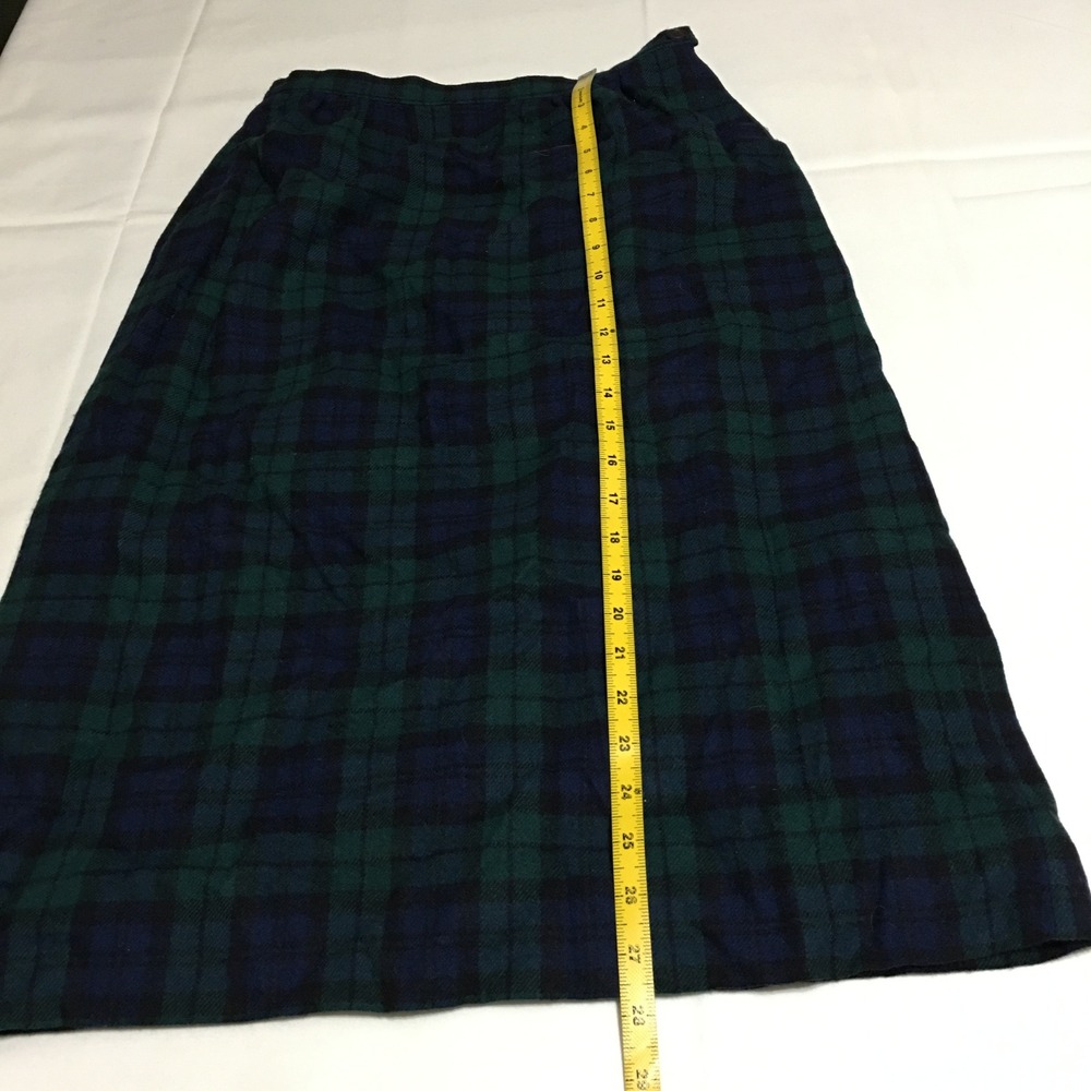 Pendleton Womens Wool Skirt 10 Green Blue Black Watch Tartan Plaid Midi - Picture 7 of 7